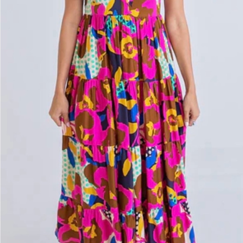 Vibrant Floral Maxi Dress LG by Karlie